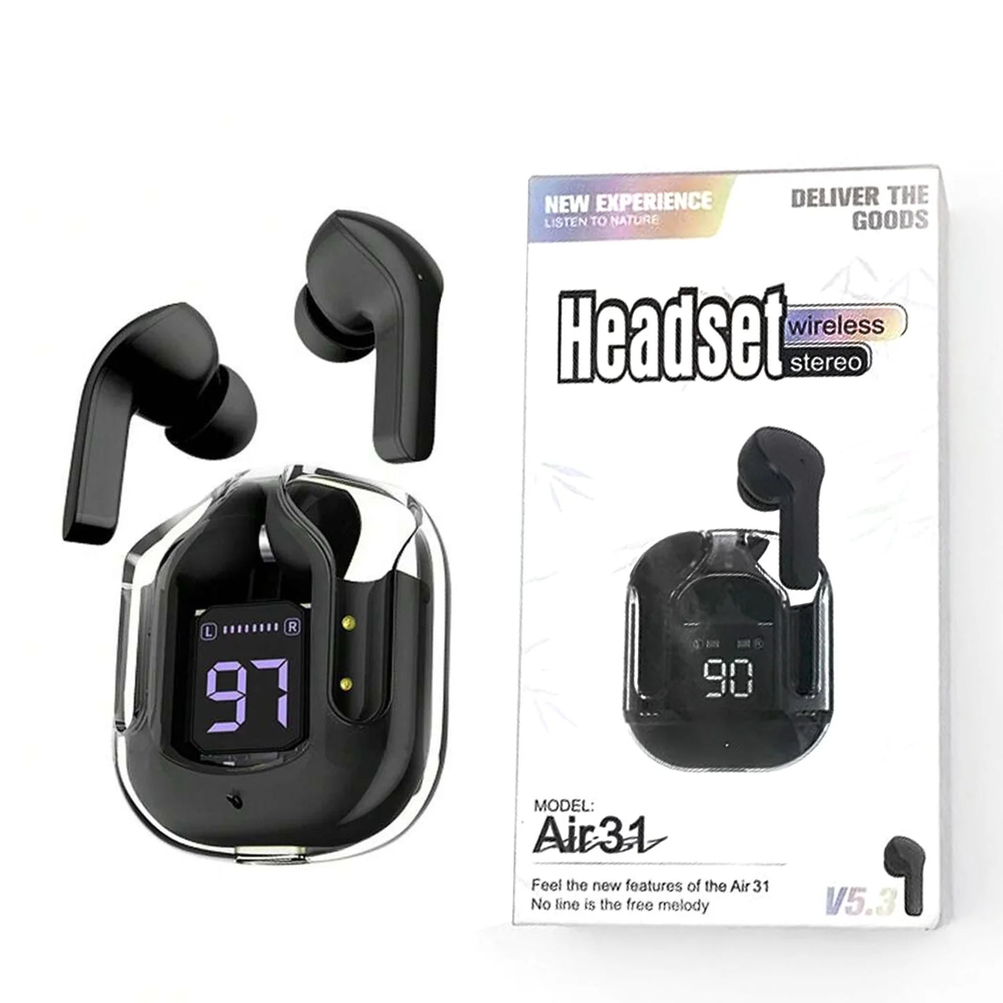 Air 31 TWS Transparent Earbuds with Silicone Case